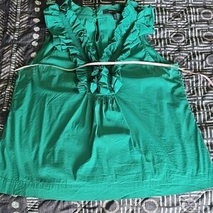 BCBGMaxAzria Teal Ruffled Sleeveless Blouse